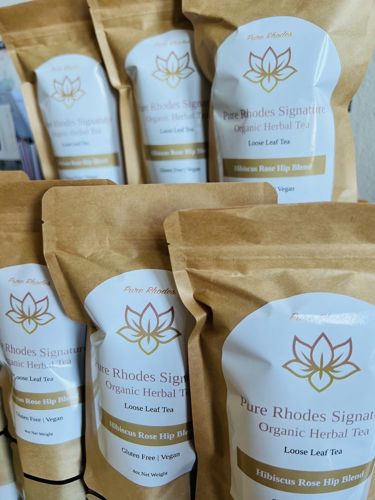 Pure Rhodes Signature Loose Leaf Herbal Tea - Hibiscus, Rosehips, Lemongrass Blend